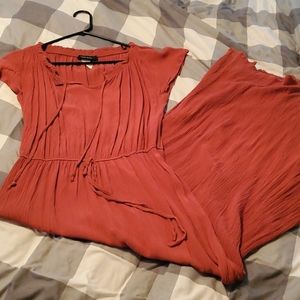 Burnt orange boho dress.